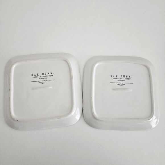 NEW Rae Dunn | Set Of Two Halloween Trick Or Treat Happy Haunting Square Plates - Picture 7 of 7